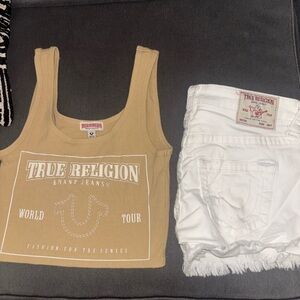 True Religion White Denim Shorts